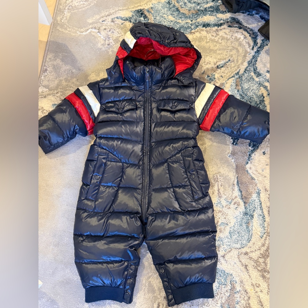 ADD Down Navy Blue Puffer Baby Snowsuit Sz 12months